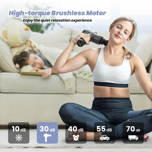 Muscle Massage Gun Deep Tissue Percussion Massager - Portable Handheld Sport Massagers for Athletes, Quiet & Powerful Brushless Motor Cordless, 20 Speed Level,Wattne W2 (Carbon) 🍁 All In One Marketplace Canada