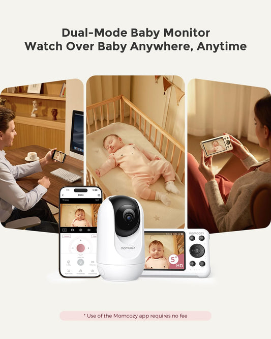 Momcozy Smart WiFi Baby Monitor with Camera and Audio, 5" 1080P Screen with Wall Mount, Motion & Cry Detection, Safe Fence,Clear Night Vision, 5000mAh Battery, 2-Way Talk, Photo & Video Recording,BM04 🍁 All In One Marketplace Canada