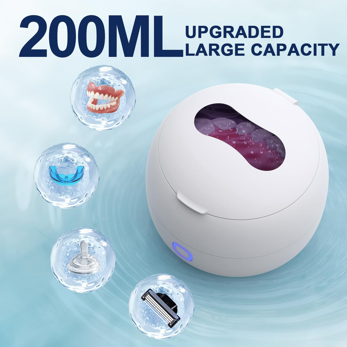 2026 Ultrasonic Retainer Cleaner Machine for Braces, Jewelry, Mouth Guard, 24W Ultrasonic Cleaner with 3 Modes, Suitable for Dental Appliances, Mouth Guard, Night Guard Braces, Jewelry, 200ML Portable Capacity (white) đ All In One Marketplace Canada
