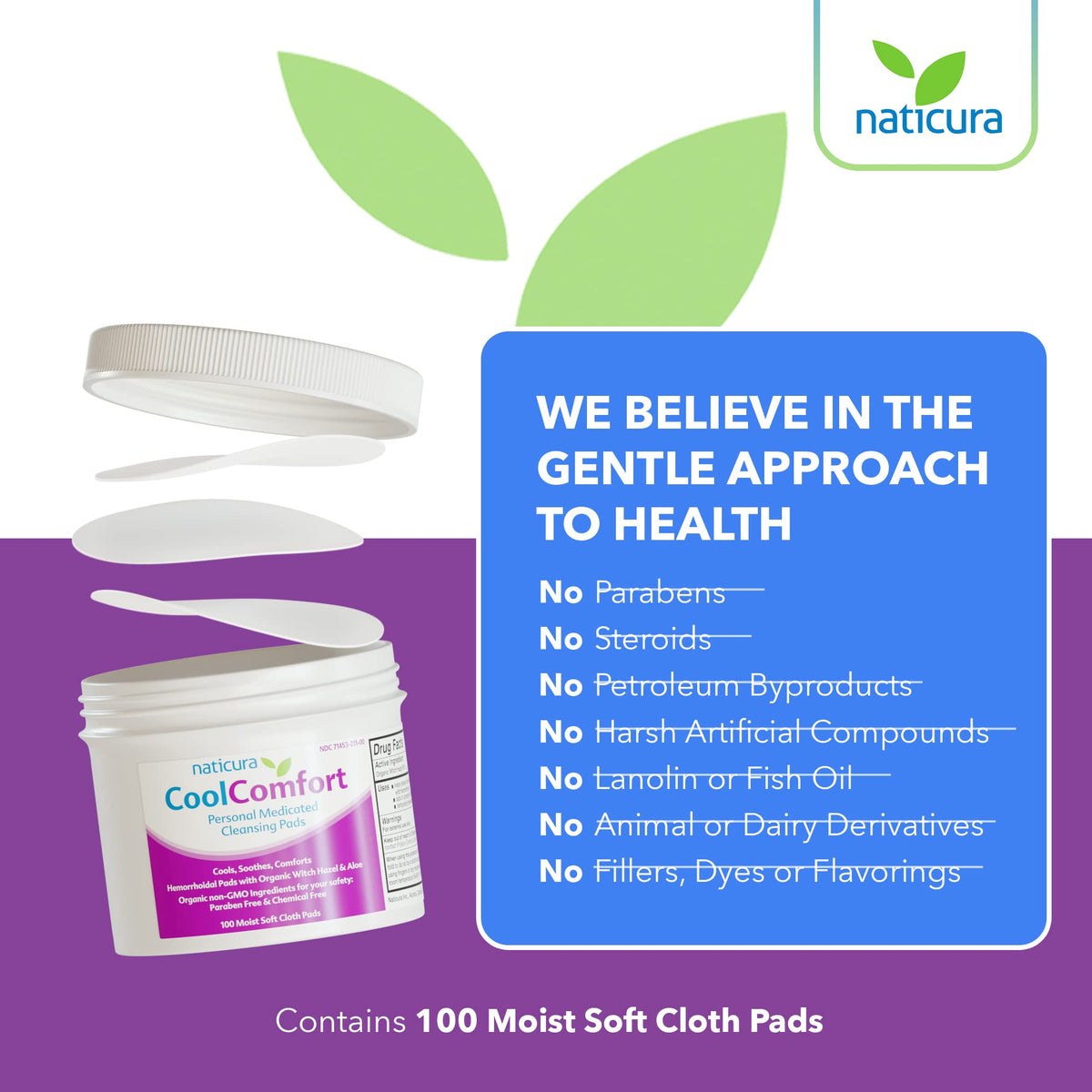 CoolComfort Personal Cleansing Pads with Organic Witch Hazel and Aloe Vera - All Natural and Fast Acting Wipes for Hemorrhoid Burning, Itching, Pain and Swelling - 100 Pads - No Parabens ๐ All In One Marketplace Canada