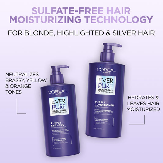 EverPure Sulfate-Free Shampoo, Purple Shampoo for Blonde Hair, Bleached, Brown Highlighted, Silver and Gray Hair, With Purple Pigments, Pack of 1, 680ml 🍁 All In One Marketplace Canada