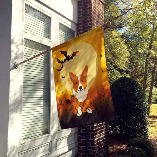 Caroline's Treasures BB4366CHF Halloween Corgi Canvas House Size Flag, Large, Multicolor
