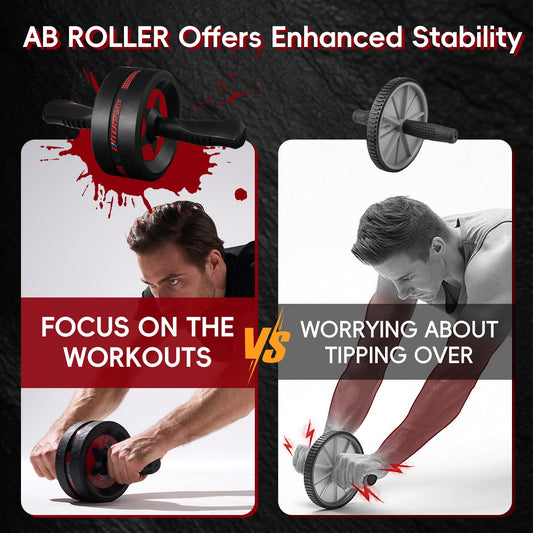 EnterSports Ab Roller Wheel for Abs Workout - Abdominal Exercise Equipment with 2 Knee Pads for Home Gym, Core Strength Training, Fitness Equipment for Men & Women (Red) 🍁 All In One Marketplace Canada