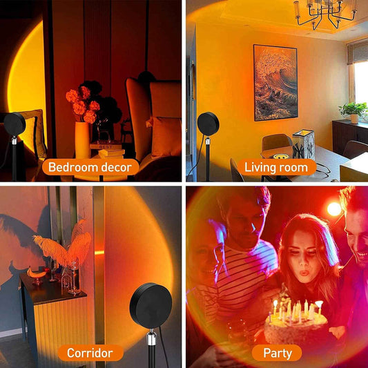 LEKEONE Sunset Lamp Projection, Sunset Night Light Rainbow Projector 180° 16 Color Changing 4 Modes, Vlog, Photography, Decorative, Party Decor, Gift for Wome(16 Colors) 🍁 All In One Marketplace Canada