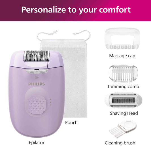 Philips Epilator Series 4000, 3-in-1 with Shaver and Trimming Attachments for Women, LED Light, 2 Speed Settings, 4 Accessories, BRE257/04 🍁 All In One Marketplace Canada