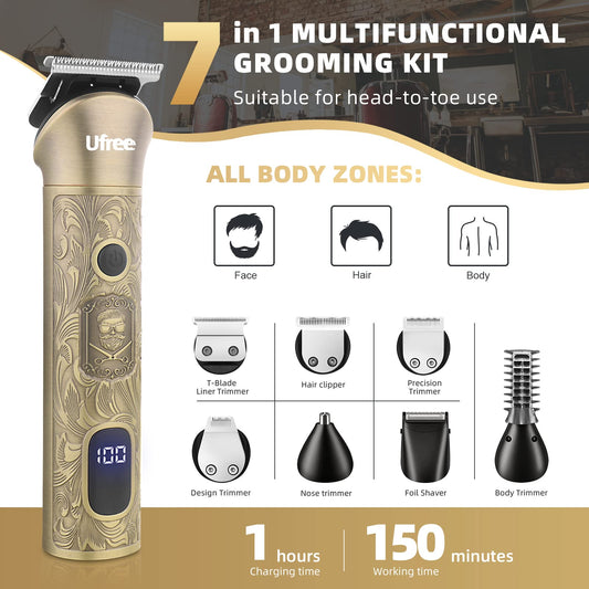 Ufree Beard Trimmer for Men, Electric Razor Shaver, Cordless Hair Clipper Shaving Kit for Mustache Body Nose Ear Hair Facial, Adjustable Beard Grooming Kit Birthday Gifts for Men 🍁 All In One Marketplace Canada
