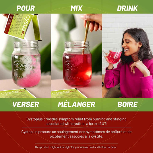 Cystoplus Symptom relief for cystitis, a type of urinary tract infection. Sodium Citrate Powder - Symptom Relief Oral Solution for Pain, Stinging & Burning Sensation - 6 Sachets 🍁 All In One Marketplace Canada