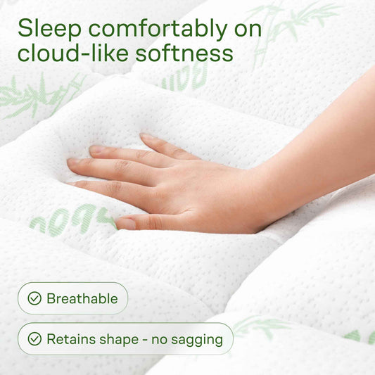 Bamboo Mattress Topper Double/Full Size - Thick Cooling Breathable Pillow Top Mattress Pad for Back Pain Relief - Deep Pocket Topper Fits 8-20 Inches (54x75 Inches, White) 🍁 All In One Marketplace Canada