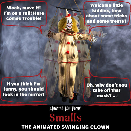 Haunted Hill Farm 55-in. Smalls The Animated Swinging Clown, Indoor or Covered Outdoor Halloween Decoration, Battery Operated, Festive Holiday Decor