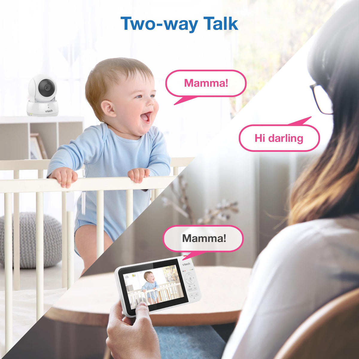 VTech VM924 Pan & Tilt Video Baby Monitor, 5" LCD Screen, Up to 17 Hrs Video Battery Life, Plug & Play, 1.33x Zoom, Night Vision, Up to 1000ft Range, Soothing Sounds, 2-Way Talk, Secured Transmission 🍁 All In One Marketplace Canada