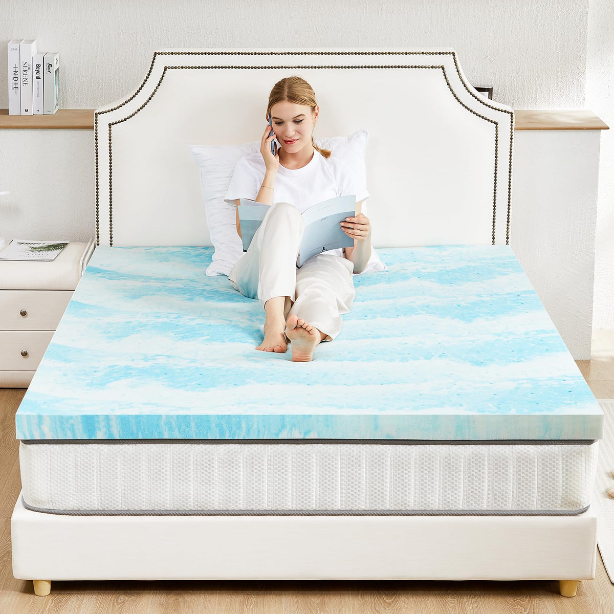 Sweetcrispy 3 Inch Twin XL Memory Foam Mattress Topper, Blue đ All In One Marketplace Canada