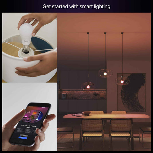 Philips Hue Essential Smart LED A19 Bulb, White and Color Ambiance, E26 Base, 8.8W, 2200K-6500K, 800 Lumens, Dimmable, Works with Alexa, Google Assistant, and Apple Home, 1 Pack 🍁 All In One Marketplace Canada