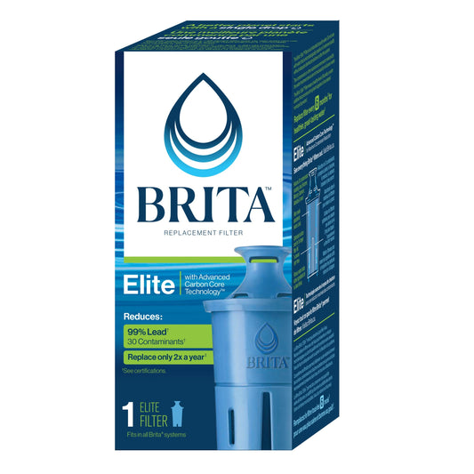 Brita Elite Replacement Filter, Reduces 30+ contaminants while keeping healthy minerals, WQA Certified to reduce Lead, Microplastics, Chromium and Chlorine, Lasts 6 months, 1 Count 🍁 All In One Marketplace Canada