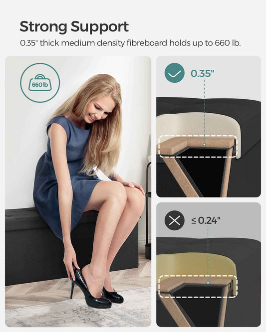 SONGMICS 110 cm Folding Storage Ottoman Bench, Padded Seat 🍁 All In One Marketplace Canada