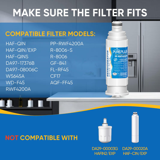 PUREPLUS DA97-17376B Water Filter Replacement for Samsung HAF-Qin, HAF-Qin/EXP, DA97-08006C, RF23M8070SG, RF23M8070SR, RF23M8090SG, RF23M8090SR, RF23M8570SR, RF23M8590SG Refrigerator, 3Pack 🍁 All In One Marketplace Canada