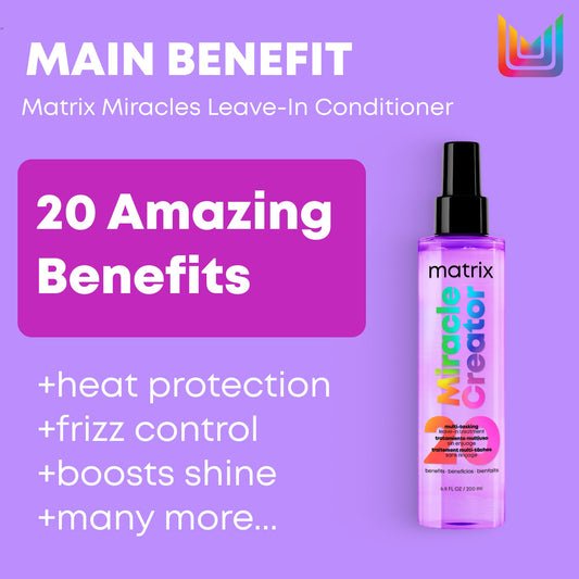 Matrix Miracles Leave-In Conditioner, Multi-Benefit Hair Detangler, Heat Protectant, For Frizz Control, For All Hair Types, Sulfate Free, Vegan 🍁 All In One Marketplace Canada
