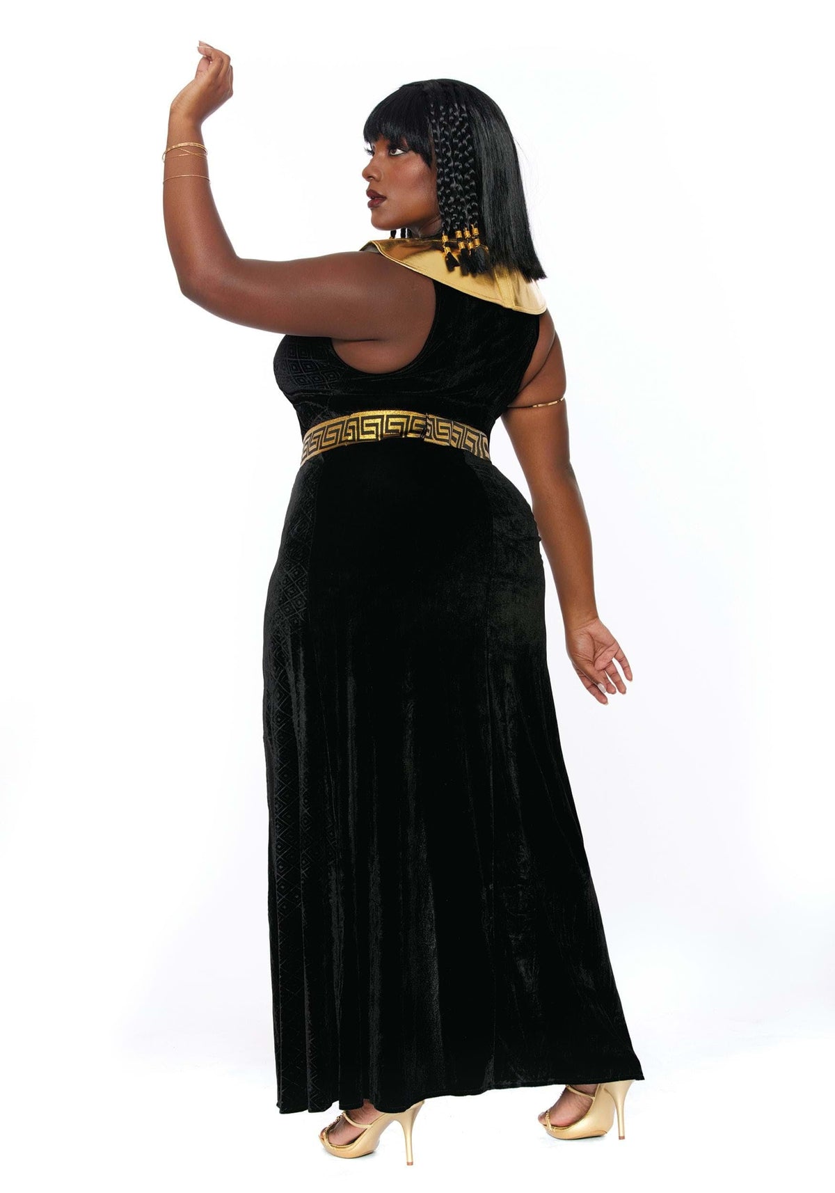 Dreamgirl Womens Plus Cleopatra Costume, Adult Egyptian Goddess, Exquisite Cleopatra Halloween Costume, Black/Gold 1X/2X
