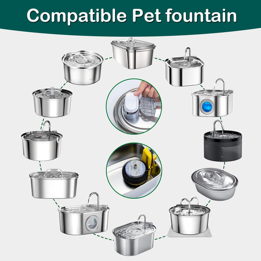 Cat Water Fountain Filters,16 Pack Cat Fountain Replacement Filters(4 Month Supply) for Stainless Steel 67oz/2L Adjustable Water Flow Pet Water Dispenser,Dog Fountain(8+8 Pack) 🍁 All In One Marketplace Canada
