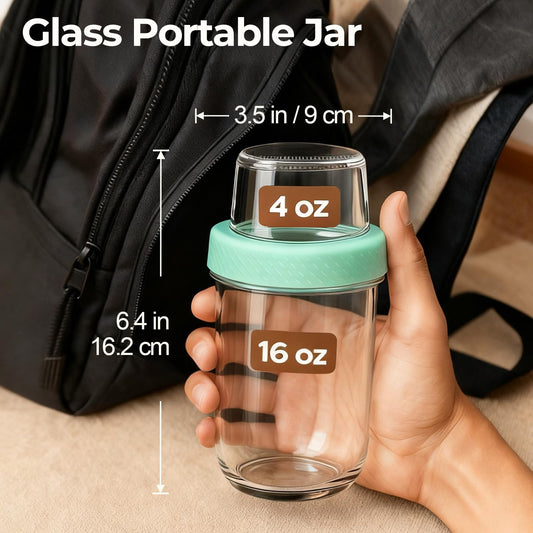 ComSaf Overnight Oats jars with Lids (16oz+4oz 4Pcs), Dual-Laryer Chia Pudding Jars with Dry and Wet Separation, Yogurt Parfait Contianer for Oatmeal Cereal Nut Fruit, Meal Prep Glass Jars for Salad 🍁 All In One Marketplace Canada