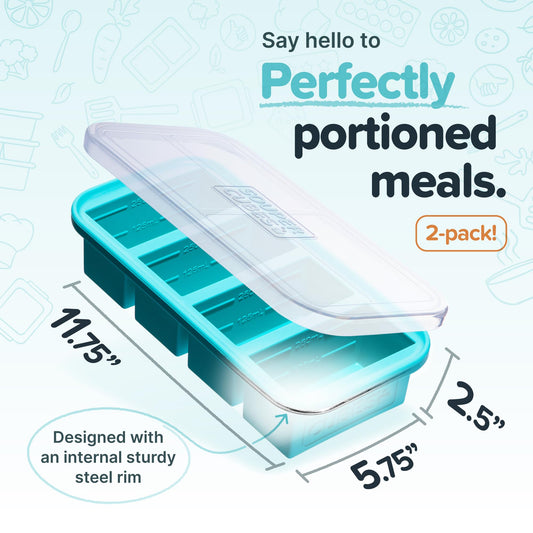 Souper Cubes 1 Cup Silicone Freezer Molds with Lids – Aqua - 2-Pack 🍁 All In One Marketplace Canada