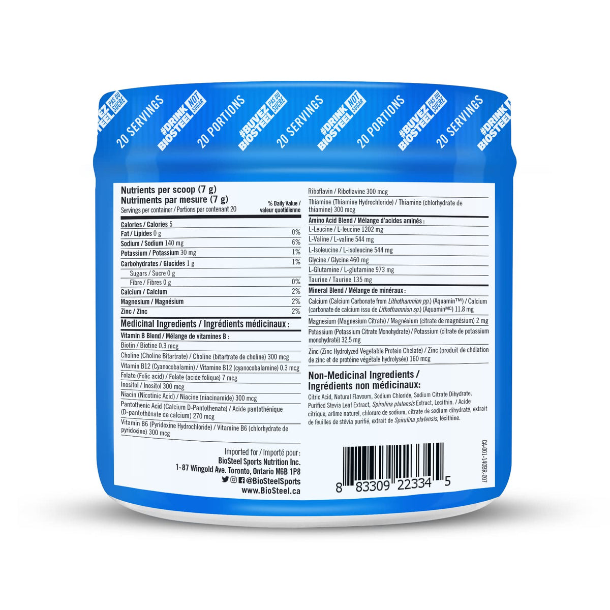 BioSteel Electrolyte Hydration Mix, Blue Raspberry, 20 Servings ๐ All In One Marketplace Canada