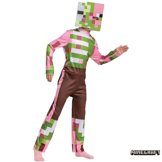Disguise Minecraft Costume Zombie Pigman Outfit for Kids, Halloween Minecraft Costumes, Classic Size M(7-8), Multicolored