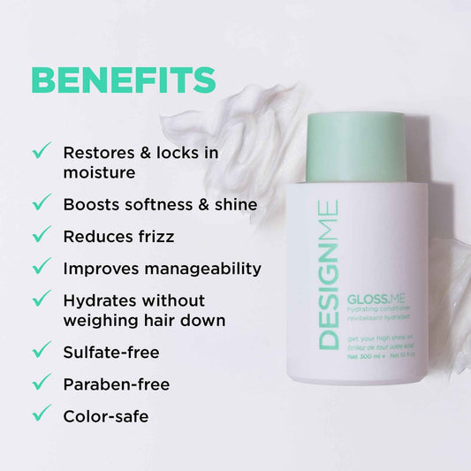 Design.Me GLOSS.ME Hydrating Conditioner | Moisturizing with Hemp & Argan Oil for Dry, Damaged Hair | Adds Softness, Shine & Smooths Frizz | Conditioner for All Hair Types, Color Safe 🍁 All In One Marketplace Canada