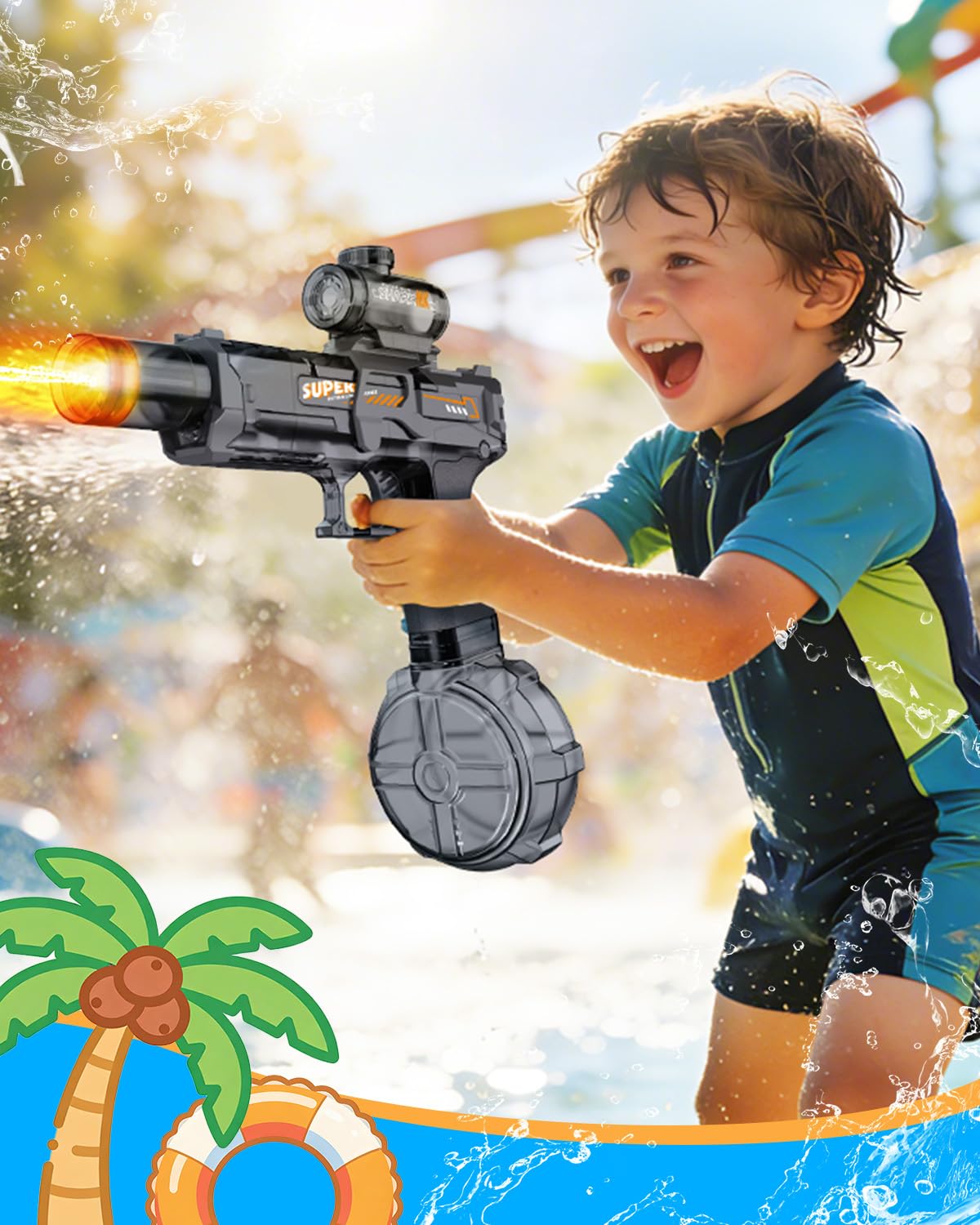 2PCS Electric Water Gun for Kids Adults,Auto Squirt Gun with Flashing Muzzle,26FT Range,Leak-Proof Rechargeable Water Blaster for Summer Pool Beach Water Fights đ All In One Marketplace Canada