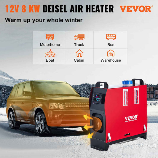 VEVOR Diesel Heater 12V Diesel Air Heater Muffler 8KW Diesel Air Heater with Remote Control & LCD Thermostat Monitor for Car Trucks Motor-Home Boat and Bus 🍁 All In One Marketplace Canada