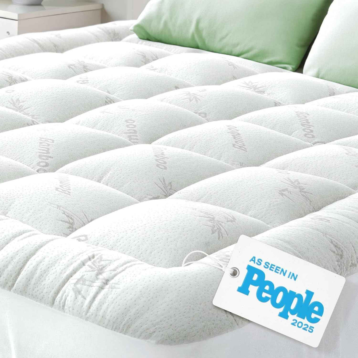 Bamboo Mattress Topper Queen Size - Thick Cooling Breathable Pillow Top Mattress Pad for Back Pain Relief - Deep Pocket Topper Fits 8-20 Inches (60x80 Inches, White) 🍁 All In One Marketplace Canada