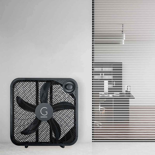 Genesis 20" Box Fan, 3 Settings, Max Cooling Technology, Carry Handle, Black (G20BOX-BLK) 🍁 All In One Marketplace Canada