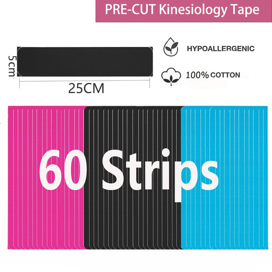 Kinesiology Tape Precut (3 Rolls,60 Precut Strips) Waterproof Sports & Athletic tape for Athletes - Physio Elastic Sports Tape Pain Relief Adhesive for Muscles Shin Splints Ankle Neck Knee & Shoulder 5m (Mixed color) 🍁 All In One Marketplace Canada