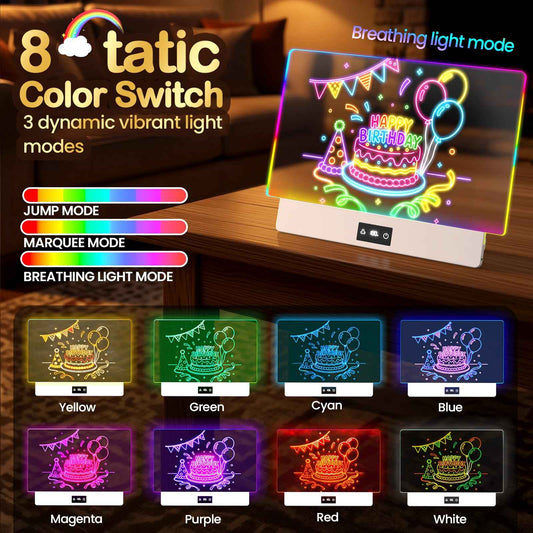 TAEMVV 16 Inch LED Drawing Board for Kids with Display, Rechargeable Light Up LCD Writing Tablet with 15H Battery & Stand, 8 Colors 3 Dynamic Modes Glow Light Board for Toy Birthday Gifts 🍁 All In One Marketplace Canada