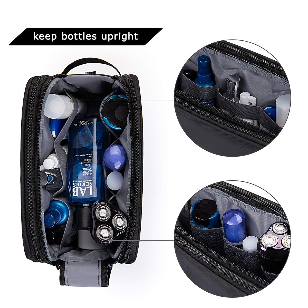 BAGSMART Toiletry Bag for Men, Travel Toiletry Organizer Dopp Kit Water-resistant Shaving Bag for Toiletries Accessories, Door Room Essentials, Black-medium š All In One Marketplace Canada