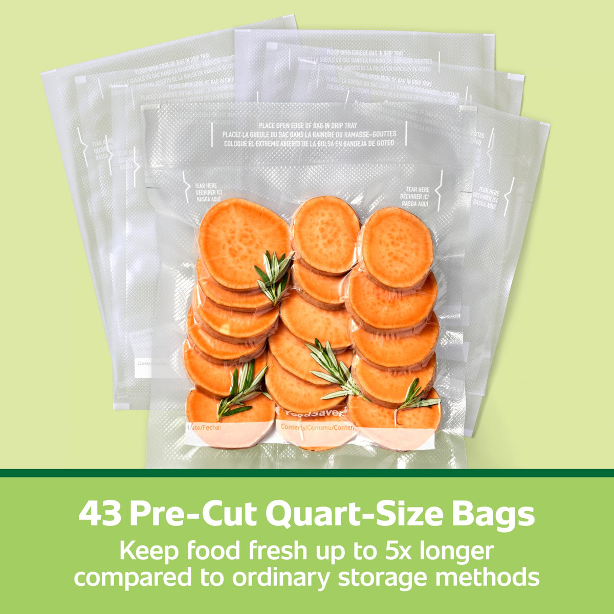 FoodSaver Quart Pre-Cut Vacuum Seal Bags (946 mL), Easy Use, Align to Seal and Tear to Open Vacuum Sealer Food Storage Bags, 43 Pack đ All In One Marketplace Canada