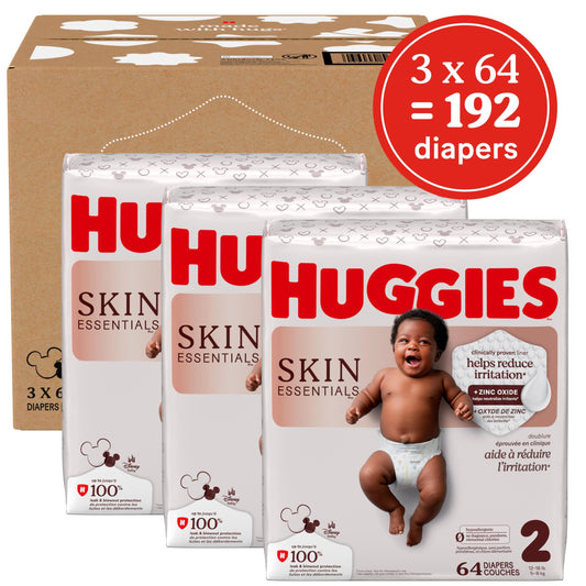 Huggies Size 2 Diapers, Skin Essentials Baby Diapers, Size 2 (12-18 lbs), 192 Count (3 Packs of 64), Packaging May Vary 🍁 All In One Marketplace Canada