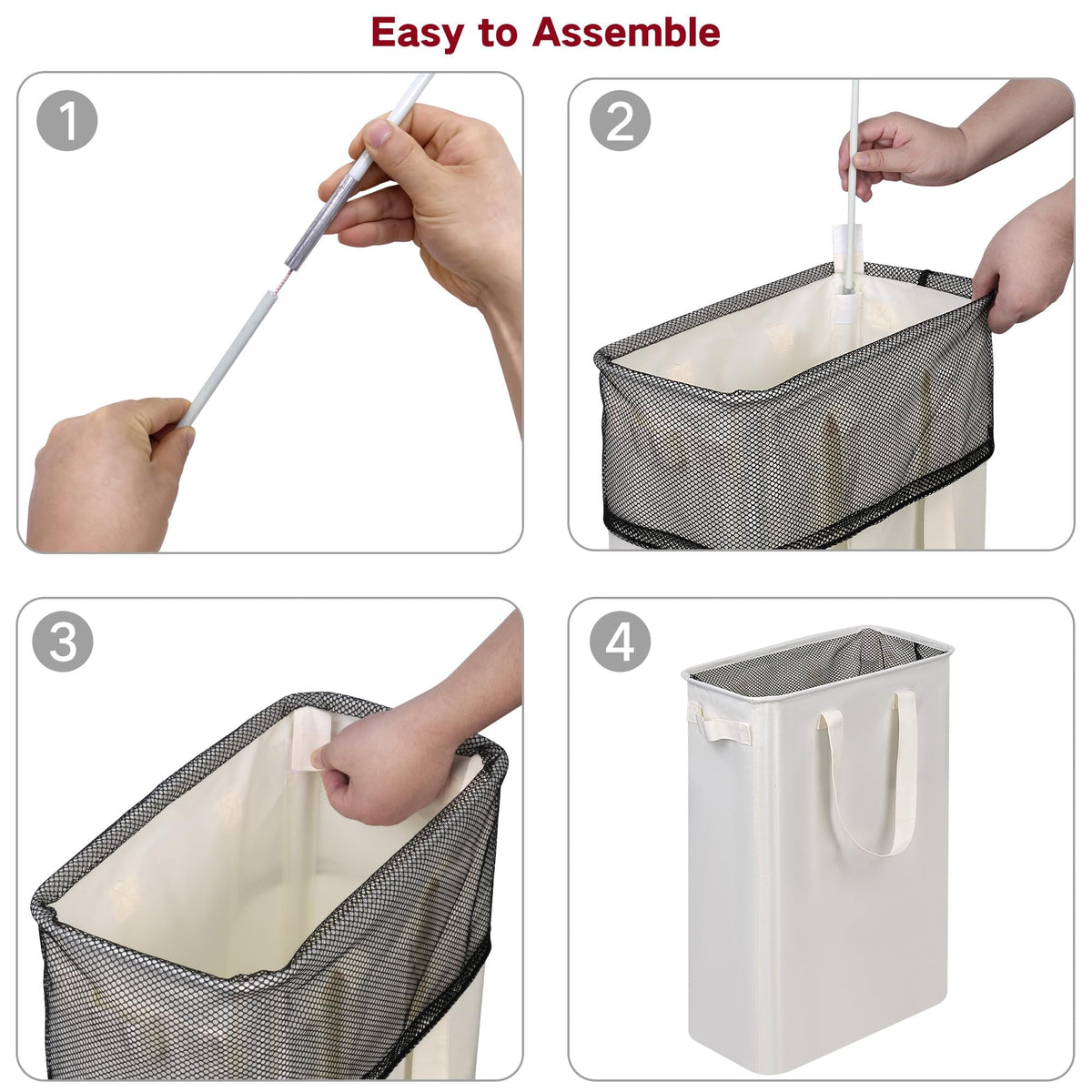 efluky Slim Laundry Hamper with Handles, Collapsible Small Hamper for Laundry, Dirty Clothes Basket for Bedroom, Dorm and Laundry Room, 48L (12.7 Gallon) Beige đ All In One Marketplace Canada