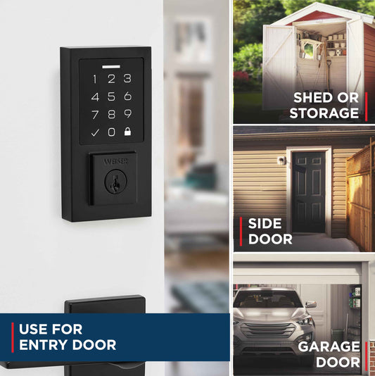 Weiser SmartCode Matte Black Keyless Entry Door Lock/Deadbolt Lock, 10-Button Touchpad Door Lock with Backlit Keypad, Up to 50 User Codes, Electronic Door Locks for Front Door, Modern Home Décor 🍁 All In One Marketplace Canada
