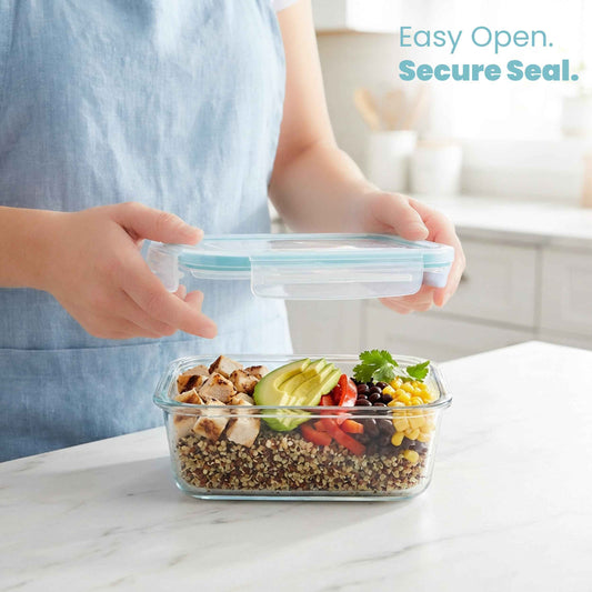 KICHLY 9 Pack Glass Container Food Storage with Airtight Lids, Leakproof Lunch Boxes, BPA-Free, Large, Small and Round Meal Prep Glass Storage Containers, Microwave Safe 🍁 All In One Marketplace Canada