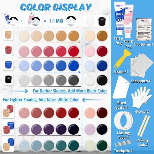 Bathtub Repair Kit 140g (Color Match), TUFINEIN Porcelain Repair Kit for Fiberglass, Enamel, Ceramic, Acrylic Repair and Fix Chips, Cracks, Scratches, Holes on Tub/Tile/Sink/Shower Tray/Shower 🍁 All In One Marketplace Canada
