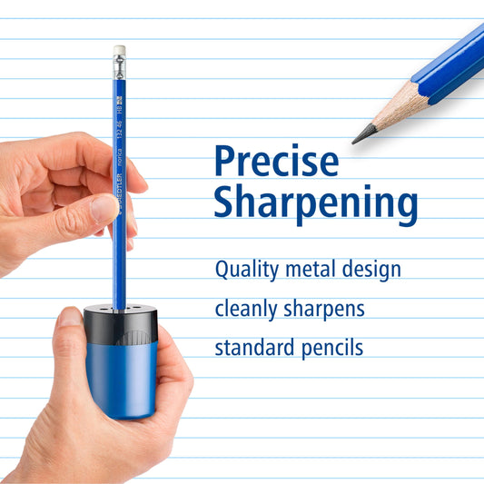 STAEDTLER pencil sharpener, premium quality sharpener with screw-on lid, prevents accidental openings, compact size for pencil case and work-station, 511 63BK (Pack of 1) , Assorted colors. 🍁 All In One Marketplace Canada