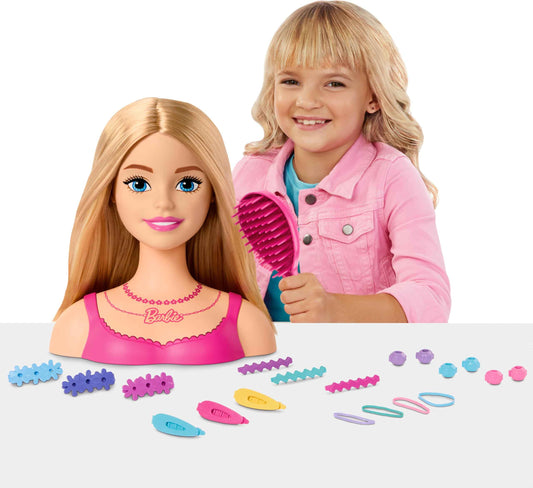 Barbie Doll Styling Head, Blond Hair with 20 Colorful Accessories, Doll Head for Hair Styling 🍁 All In One Marketplace Canada