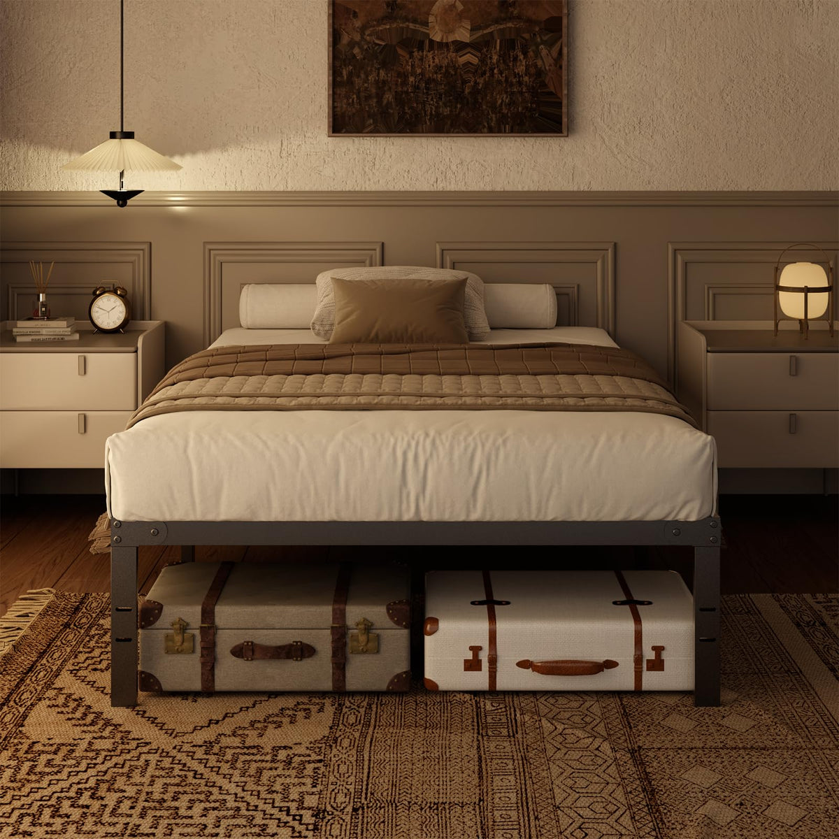 Sweetcrispy Twin Size Bed Frame, 12 Inch Under Bed Storage, Black đ All In One Marketplace Canada