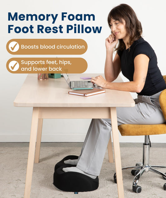 Everlasting Comfort Foot Rest for Under Desk at Work - Memory Foam Office Foot Stool & Under Desk Footrest Leg Elevation Pillow for Gaming & Home Office, Supports Posture 🍁 All In One Marketplace Canada