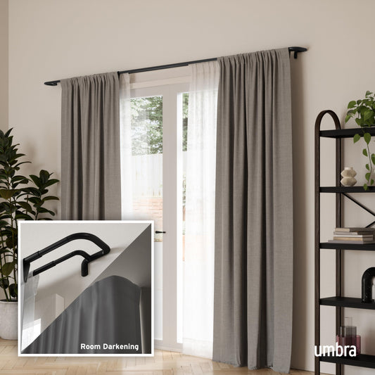 Umbra Twilight Double Curtain Rod Set – Wrap Around Design Ideal for Blackout or Room Darkening Panels, 30 to 84 Inches, Black 🍁 All In One Marketplace Canada