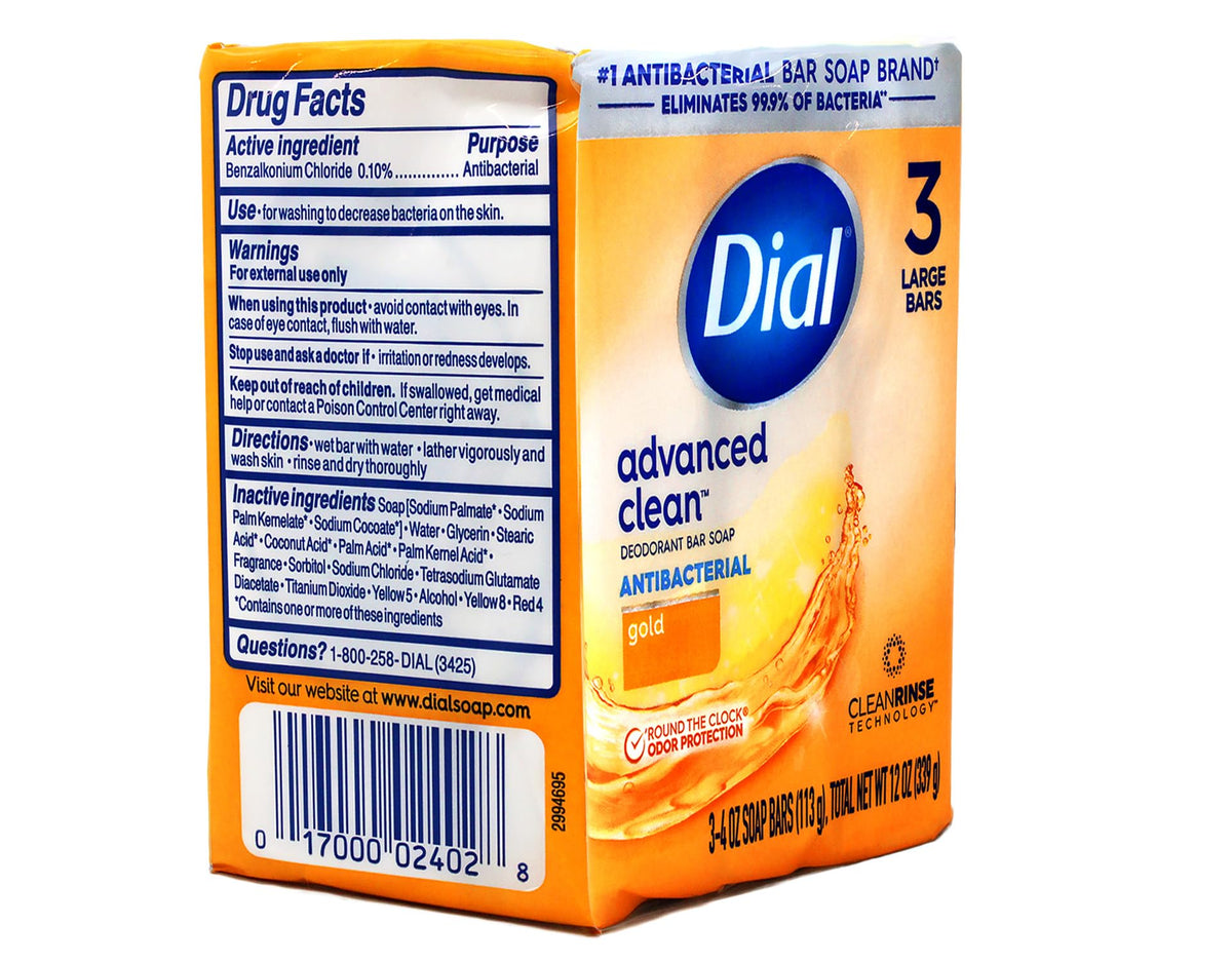 Dial Advanced Clean Deodorant Bar Soap Antibacterial Gold 3 Bars đ All In One Marketplace Canada