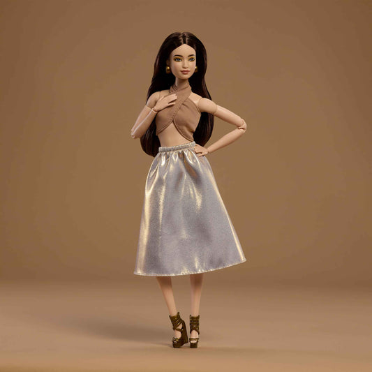 Mattel Barbie Basics Model Collector Fashion Doll 06 with Brunette Hair, Shimmery Golden Skirt & Halter, Universal-fit Fashions, Posable Body 🍁 All In One Marketplace Canada