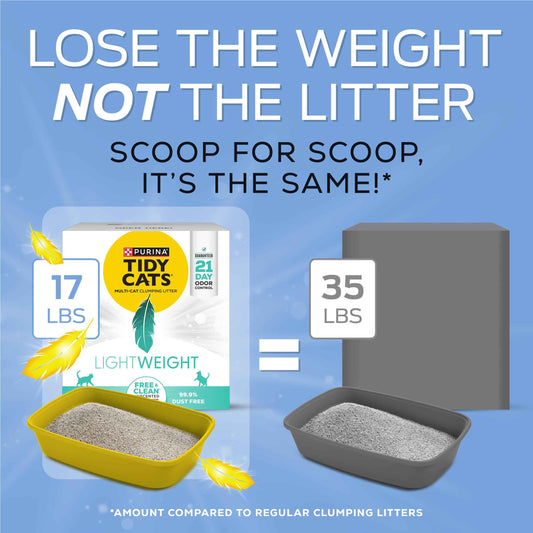 Purina Tidy Cats Lightweight Free and Clean Unscented, Multi-Cat, Clumping, 99.9 Percent Dust Free Cat Litter - 17 lb. Box 🍁 All In One Marketplace Canada