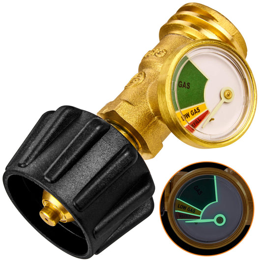 Flame King Propane Tank Gauge Level Indicator, Leak Detector Gas Pressure Meter, Color Coded & Glows in The Dark, Universal for All Cylinders, Solid Brass (2-Pack) 🍁 All In One Marketplace Canada