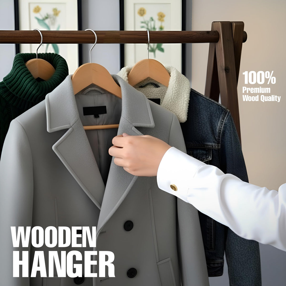 Utopia Home Premium Wooden Hangers 20 Pack - Heavy Duty & Durable Coat Hanger - Wood Hanger with 360-Degree Rotatable Hook - Clothes Hangers with Non-Slip Shoulder Notches For Shirts & Coats (Natural) 🍁 All In One Marketplace Canada